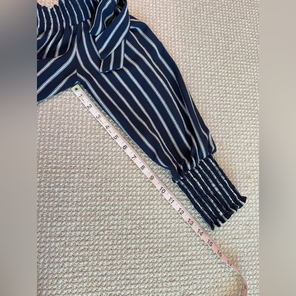 MISA Los Angeles Carly Blue Off The shoulder Striped Mini Dress Size XS - Picture 10 of 11